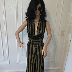 Chic Black and Gold Jumpsuit